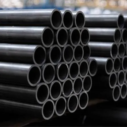 Carbon steel pipes stacked in bundles